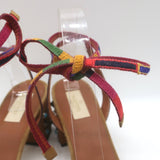 Valentino Rockstud Rolling Ankle-Tie Sandals Brown Suede Size 40.5