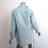 Frank & Eileen Frank Button Up Shirt Blue Floral Print Cotton Size Medium
