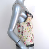 Christian Dior Lace-Trim Camisole Cream Floral Print Silk Size US 6 Tank Top