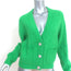 GANNI Crystal Button Cardigan Green Alpaca-Blend Ribbed Knit Size Medium