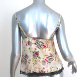 Christian Dior Lace-Trim Camisole Cream Floral Print Silk Size US 6 Tank Top