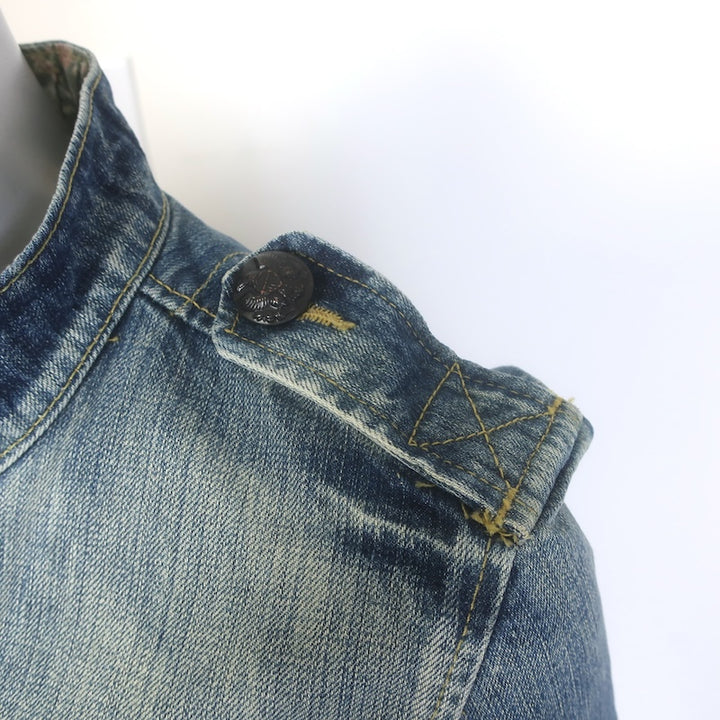 Ralph Lauren Polo Jeans Newby Cropped Denim Military Jacket Blue Size Medium
