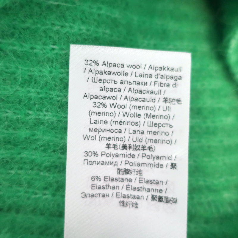 GANNI Crystal Button Cardigan Green Alpaca-Blend Ribbed Knit Size Medium