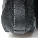 Chloe Marcie Medium Crossbody Saddle Bag Black Grained Leather