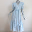 Fanm Mon Cide Midi Wrap Dress Light Blue Embroidered Linen Size Extra Small