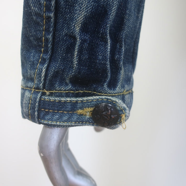 Ralph Lauren Polo Jeans Newby Cropped Denim Military Jacket Blue Size Medium