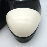 Chanel Bicolor Cap Toe Slingback Platform Pumps Black & White Patent Size 39.5