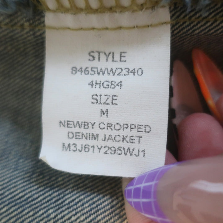 Ralph Lauren Polo Jeans Newby Cropped Denim Military Jacket Blue Size Medium