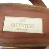 Valentino Rockstud Rolling Ankle-Tie Sandals Brown Suede Size 40.5