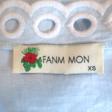 Fanm Mon Cide Midi Wrap Dress Light Blue Embroidered Linen Size Extra Small