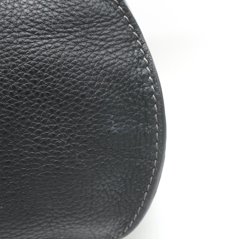 Chloe Marcie Medium Crossbody Saddle Bag Black Grained Leather