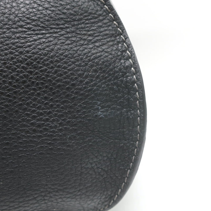 Chloe Marcie Medium Crossbody Saddle Bag Black Grained Leather