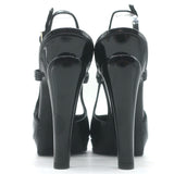 Chanel Bicolor Cap Toe Slingback Platform Pumps Black & White Patent Size 39.5