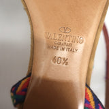 Valentino Rockstud Rolling Ankle-Tie Sandals Brown Suede Size 40.5