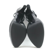 Chanel Bicolor Cap Toe Slingback Platform Pumps Black & White Patent Size 39.5