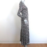 Isabel Marant Etoile Tova Ruched Midi Dress Black Floral Print Jersey Size 38