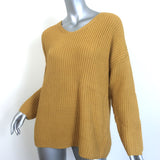 Jenni Kayne Cotton Cabin Sweater Mustard Ribbed Knit Size Small NEW