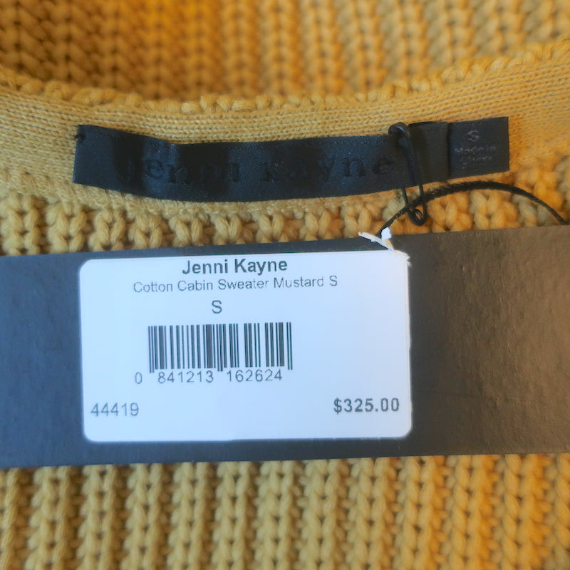 Jenni Kayne Cotton Cabin Sweater Mustard Ribbed Knit Size Small NEW