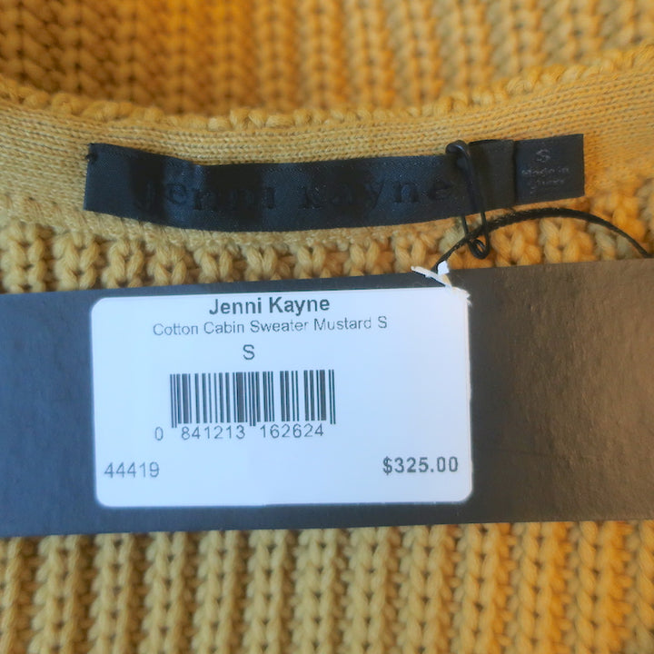 Jenni Kayne Cotton Cabin Sweater Mustard Ribbed Knit Size Small NEW
