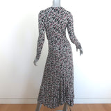Isabel Marant Etoile Tova Ruched Midi Dress Black Floral Print Jersey Size 38