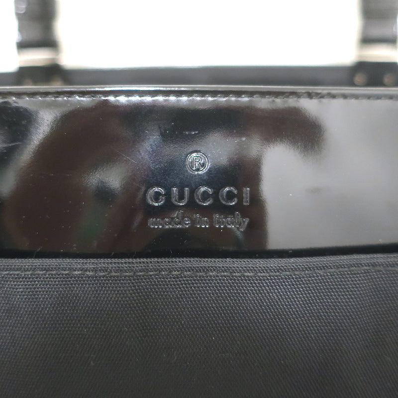 Vintage Gucci Medium Nylon Tote Black Patent Leather-Trimmed Shoulder Bag