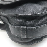 Chloe Marcie Medium Crossbody Saddle Bag Black Grained Leather