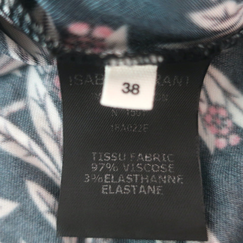 Isabel Marant Etoile Tova Ruched Midi Dress Black Floral Print Jersey Size 38