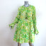 Figue Bella Tiered Mini Dress Lime Retro Floral Print Cotton Size Small