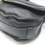 Chloe Marcie Medium Crossbody Saddle Bag Black Grained Leather