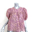 Ulla Johnson Livana Puff Sleeve Blouse Lavender Handprint Dot Size 8 V-Neck Top