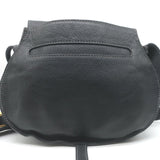 Chloe Marcie Medium Crossbody Saddle Bag Black Grained Leather