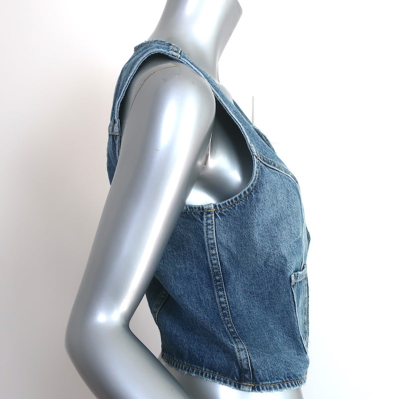 AMO Wyatt Denim Vest Blue Cotton Size Small NEW