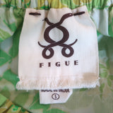 Figue Bella Tiered Mini Dress Lime Retro Floral Print Cotton Size Small