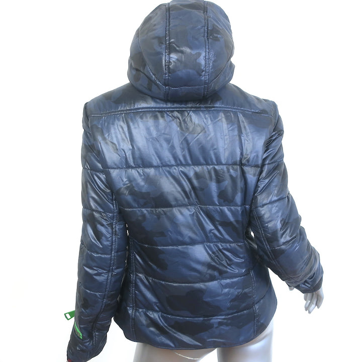 Authier Taormina Camo Hooded Puffer Jacket Navy Size 44