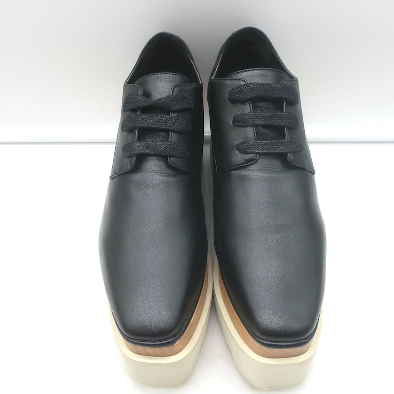 Stella McCartney Elyse Platform Lace-Up Shoes Black Faux Leather Size 37