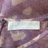 Ulla Johnson Livana Puff Sleeve Blouse Lavender Handprint Dot Size 8 V-Neck Top
