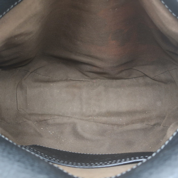 Chloe Marcie Medium Crossbody Saddle Bag Black Grained Leather