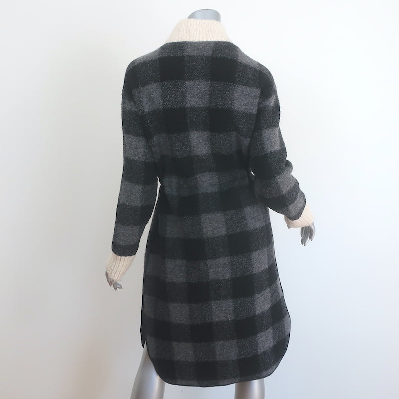 Isabel Marant Etoile Glitz Buffalo Check Blanket Coat Black/Gray Size 34