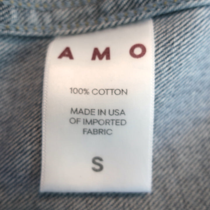 AMO Wyatt Denim Vest Blue Cotton Size Small NEW