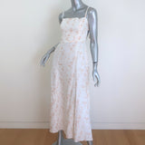 Reformation Starfruit Tie-Back Midi Dress Cream Floral Print Linen Size 6