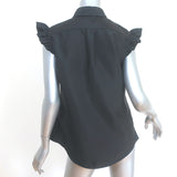 Harvey Faircloth Ruffle Sleeve Top Black Size 6 Button-Up Shirt