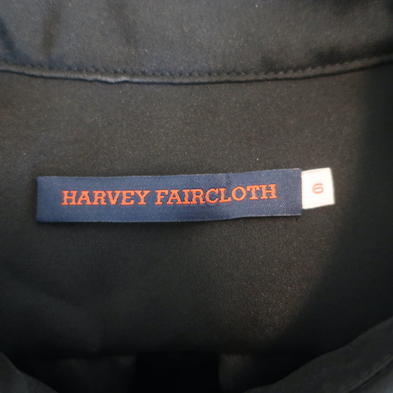 Harvey Faircloth Ruffle Sleeve Top Black Size 6 Button-Up Shirt