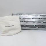 Balenciaga Losange Allover Logo Fold Over Shopper Tote Silver Leather Clutch