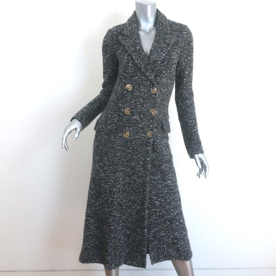 Isabel Marant Etoile Overton Double Breasted Coat Charcoal Boucle Tweed Size 36