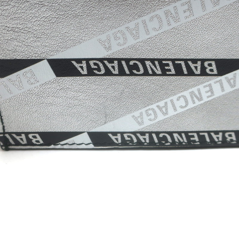Balenciaga Losange Allover Logo Fold Over Shopper Tote Silver Leather Clutch