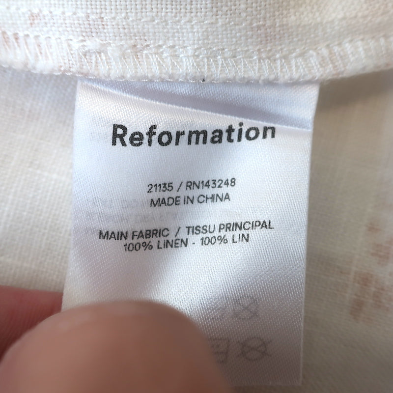 Reformation Starfruit Tie-Back Midi Dress Cream Floral Print Linen Siz Celebrity Owned Reformation Starfruit Tie-Back Midi Dress Cream Floral Print Linen Siz Celebrity Owned