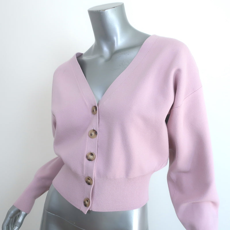 A.L.C. Peters V-Neck Cropped Cardigan Lilac Stretch Knit Size Extra Small