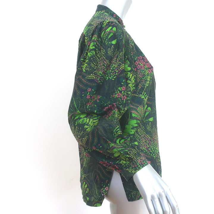 Trovata Birds of Paradis Bailey Blouse Forest Fern Print Cotton Size Small
