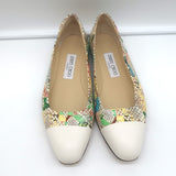 Jimmy Choo Watson Cap Toe Ballet Flats Snakeskin-Embossed Leather Size 38