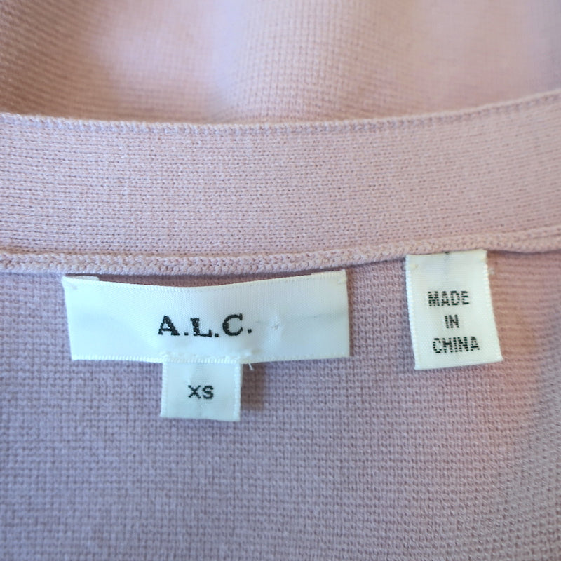 A.L.C. Peters V-Neck Cropped Cardigan Lilac Stretch Knit Size Extra Small